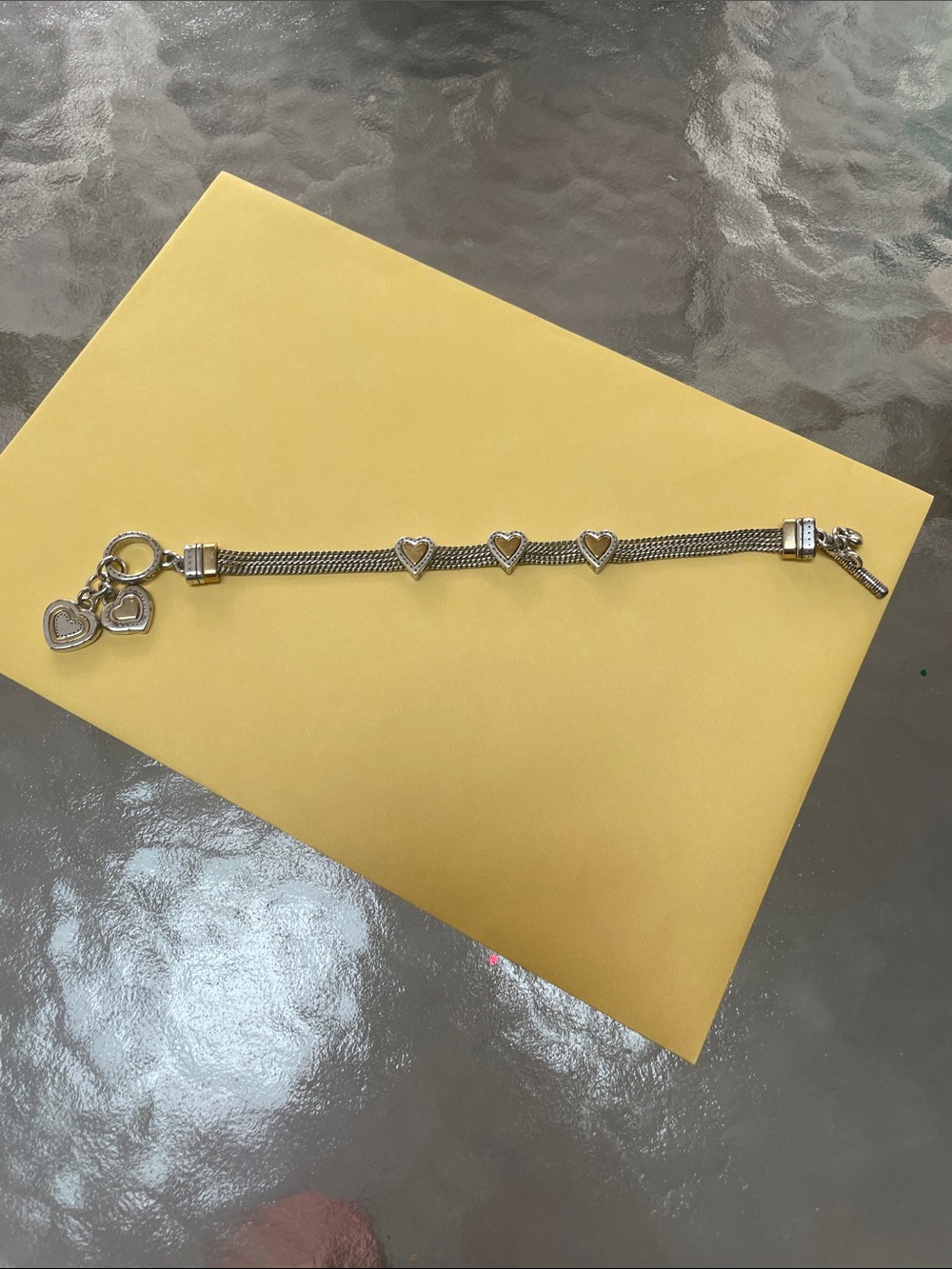 Brighton Silver Heart Link Bracelet with Dangling Charms